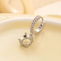 Silver horseshoe hoop earring finding with zirconia stones and DIY pendant mounting base - 6mm Zircon Four-Claw Empty Holder Earring (Single)