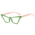 Cat eye glasses frame in transparent green with contrast peach temples and clear lenses - Jelly Green Frame Clear Lens