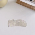 White pearlescent cat-shaped acetate hair comb with marble finish and anti-static teeth - Mermaid Pearl