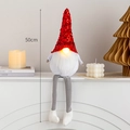 Gnome Christmas decoration with red sequin hat and LED glowing nose standing at 50cm tall - Large Red Light-up Long Leg Gnome