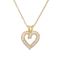 Collier avec pendentif cœur plaqué or et zircons baguettes sur fond blanc épuré - Pendentif Or-Zircone Claire Baguette