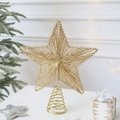 Sparkling champagne gold glitter star tree topper with stable spiral base mount - 25*30cm / Light Gold Vertical Stripe Star
