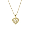 18k gold plated heart necklace with letter G pendant and sparkling crystal inlay - Necklace G