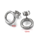 Silver stainless steel 12mm hoop earrings with 2mm thickness in a minimalist style - Large Hoop / 10 Pieces Pack / Steel