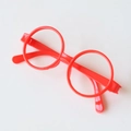 Classic bright red round glasses frame for kids cosplay and Halloween party accessories - Red Round Glasses Frame