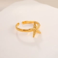 Close-up of a gold starfish open ring showing detailed carving and polished finish - 18K Gold Starfish