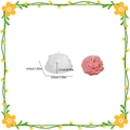 Peony flower silicone mold for DIY candles with size specs 4.9cm and pink floral sample - Peony Extra-Mini / White