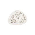 White silicone mold featuring three detailed butterfly shapes for fondant cake decoration - Style 4 Oval Butterfly Mold / Gray