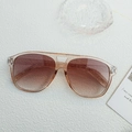 Lunettes aviateur sans monture surdimensionnées, monture rose champagne et verres dégradés - Champagne