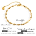 Pulsera de acero inoxidable bañada en oro de 18K con cadena de extensión ajustable - Oro de 18k / Estilo de Eslabón Ancho Geométrico (SL41078)