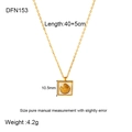 Detailed dimensions of 18k gold shell pendant necklace with shell motif and adjustable chain - Square Conch Shell Pendant