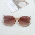 Oversized rimless sunglasses with light brown frames and brown gradient lenses - Champagne