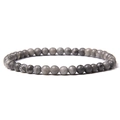 4mm natural stone beaded bracelet with grey marble textures on elastic cord - Map