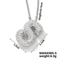 Élégant collier avec pendentif lettre S en argent avec incrustation de zircons - Lettre S