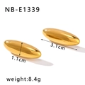 Detailed view of chunky golden teardrop earrings showing 3.1cm length and 1.1cm width size - Gold Water Drop Style (NB-E1339) / 18K Gold