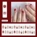 Unghie press-on con fragole 3D, pois rossi e stelle argentate con finitura lucida elegante - Stile Pomodoro Cristallo di Ghiaccio (W2094)