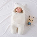 Gigoteuse bébé en peluche blanc crème épais avec oreilles de lapin et jambes - 【Sherpa】Jambe Fendue Oreilles de Lapin Blanc
