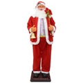 Singing dancing 1.8m Santa Claus with LED lights holding a golden bell and berries - 1.8m Glowing Belly Santa Claus