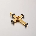 Cross pendant for men in gold-tone stainless steel with black and wood inlay inserts - Gold Color Without Chain (KP93471-KLX)