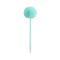 Detail of mint green ballpoint pen featuring a soft pom pom top and sleek plastic barrel - Mint Green