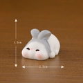 Miniature white and grey resin bunny figurine for micro landscapes, height 1.3cm length 2.3cm - No.8 Lying Down