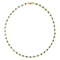 French style necklace with gold metal tubes and dark green faceted natural stone beads - SL1365-Green