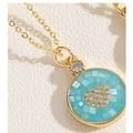 Collier cœur arc-en-ciel dopamine avec nacre bleu clair et chaîne dorée pour femme - Bleu