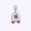 Pendentif chien avec fermoir mousqueton, émail blanc et marron pour sacs et porte-clés - 11 Lhasa Apso
