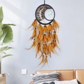 Handmade moon-shaped dream catcher with tree of life design and natural agate stones - Crystal Style / Brown