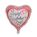 White heart-shaped foil balloon with Happy Valentine's Day print and paisley pattern - 18 Inch Valentine's Heart F3078