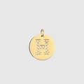 Golden stainless steel round pendant featuring a crystal encrusted letter H charm - 14K Gold - H