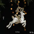 Ornamento natalizio a forma di renna bianco e oro, decorazione festiva da 12 cm - Renna Rosso Bianco