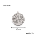 25mm stainless steel tree of life pendant necklace featuring detailed embossed metal design - Style 16