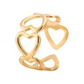 Dettaglio dell'anello aperto dorato regolabile con molteplici forme a cuore - Oro
