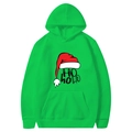 Grüner Weihnachts-Hoodie mit Ho-Ho-Ho-Aufdruck und Weihnachtsmannmütze für Damen und Herren - Obstgrün