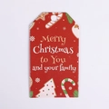 Red Christmas gift tag with gingerbread man and Merry Christmas text on white background - Christmas Letters (White Card)