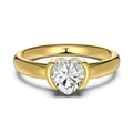S925 sterling silver ring with heart-cut ice flower zircon in elegant golden finish - US 5 / Heart Style (DY121175)