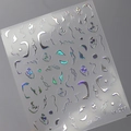 Holographic silver nail art stickers with abstract face lines and geometric patterns M-207 - Holographic Laser 3D Lines (M-207)