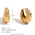 Boucles d'oreilles nœud ovale en acier inoxydable plaqué or 18K avec zircons - Mini Huggies Rétro Irréguliers en Strass - Or