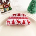 Gros plan sur une pince à cheveux blanche avec motifs festifs de rennes et sapins - Demi-cercle - élan Sapin Blanc Rouge