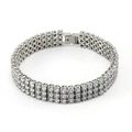 Pulsera tennis de plata con tres filas de circonitas cúbicas en acero inoxidable - Color Acero