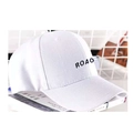 White baseball cap with black ROAO lettering print for kids, casual hip-hop style headwear - White Letter Hat