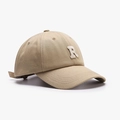 Classic khaki cotton baseball cap with a white 3D towel-embroidered R letter - Khaki