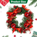 Christmas wreath candle holder with red silk poinsettia flowers and decorative bows - 30cm Red Wreath