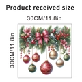 Detailliertes Größenlayout der Weihnachts-Wandsticker mit roten Schleifen und Tannenzweigen - 30*30CM In Beutel