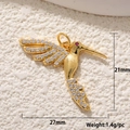 Pendentif colibri doré avec cristaux et œil en pierre rouge pour la création de bijoux DIY - Colibri Doré avec Zircone