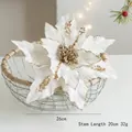 Stella di Natale da 26 cm in velluto bianco con glitter dorati per decorazioni - Bianco