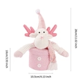 Pink reindeer Christmas gift bag with knitted hat and 11-inch height specifications - Pink Apple Box Reindeer
