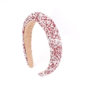 Sparkling wide padded headband with red crystals and pearls for women's hair styling - Pearl Red