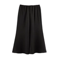 Vue détaillée de la taille élastique d'une jupe midi noire en satin soyeux - XS / Noir
